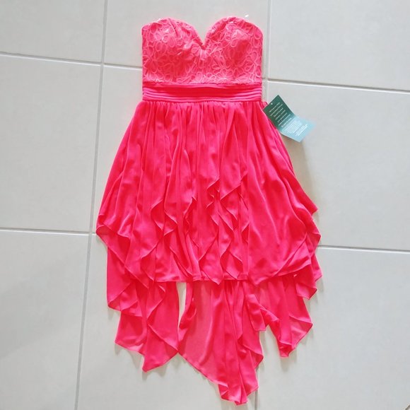 NWT My Michelle Strapless Pink Prom Party Dress Ruffles Juniors Size 5 - Picture 1 of 3